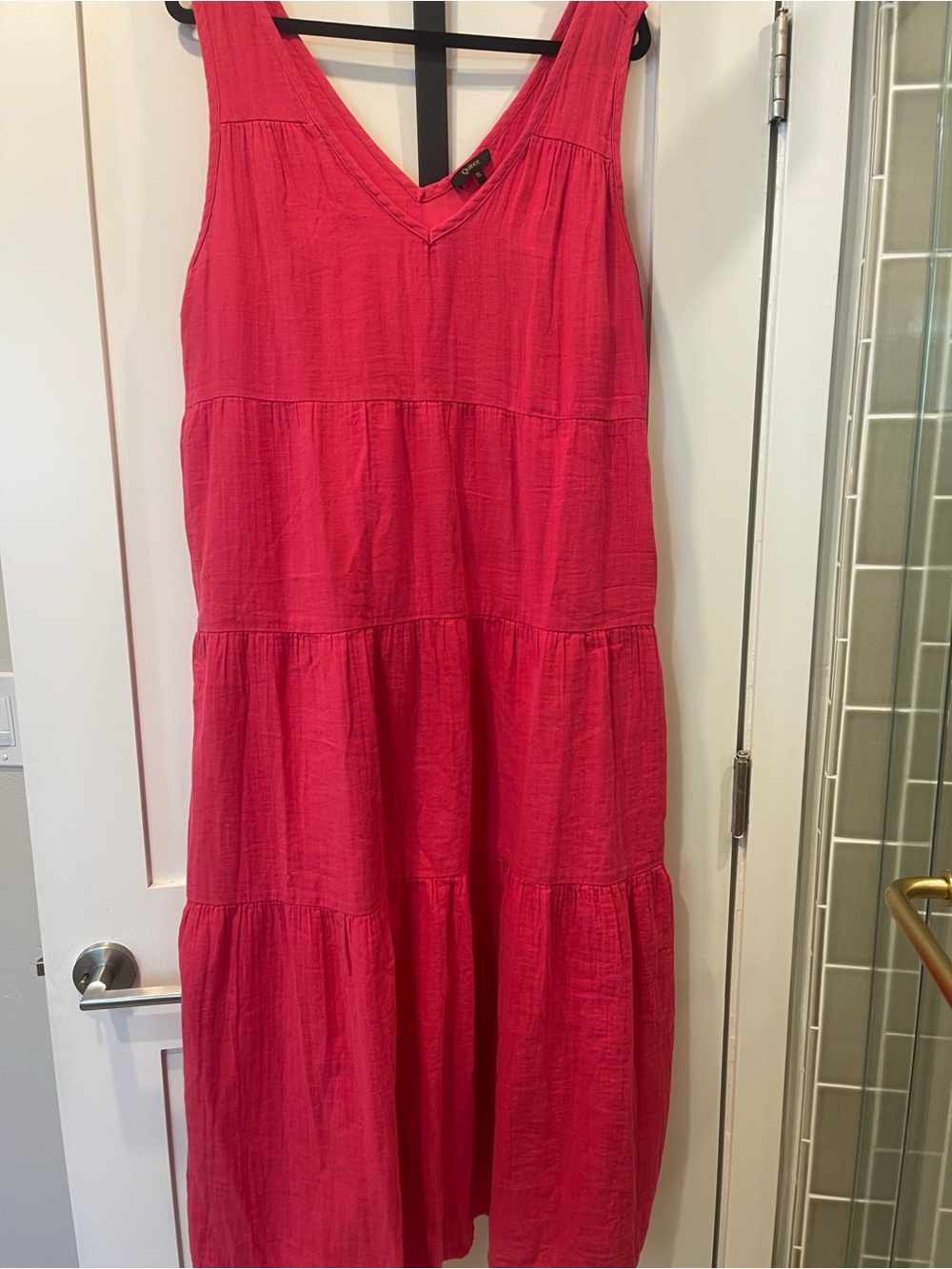 Quince Pink Gauze Tiered Dress